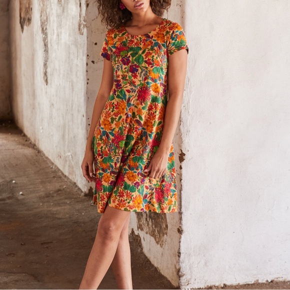 Peruvian Collections Dresses & Skirts - ❌SOLD❌ PERUVIAN CONNECTION Floral Pima Cotton Short Sleeve Dress